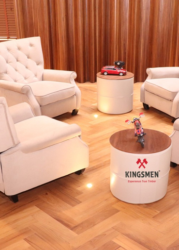 Solid wood cladding vertical panel installation in modern interior space